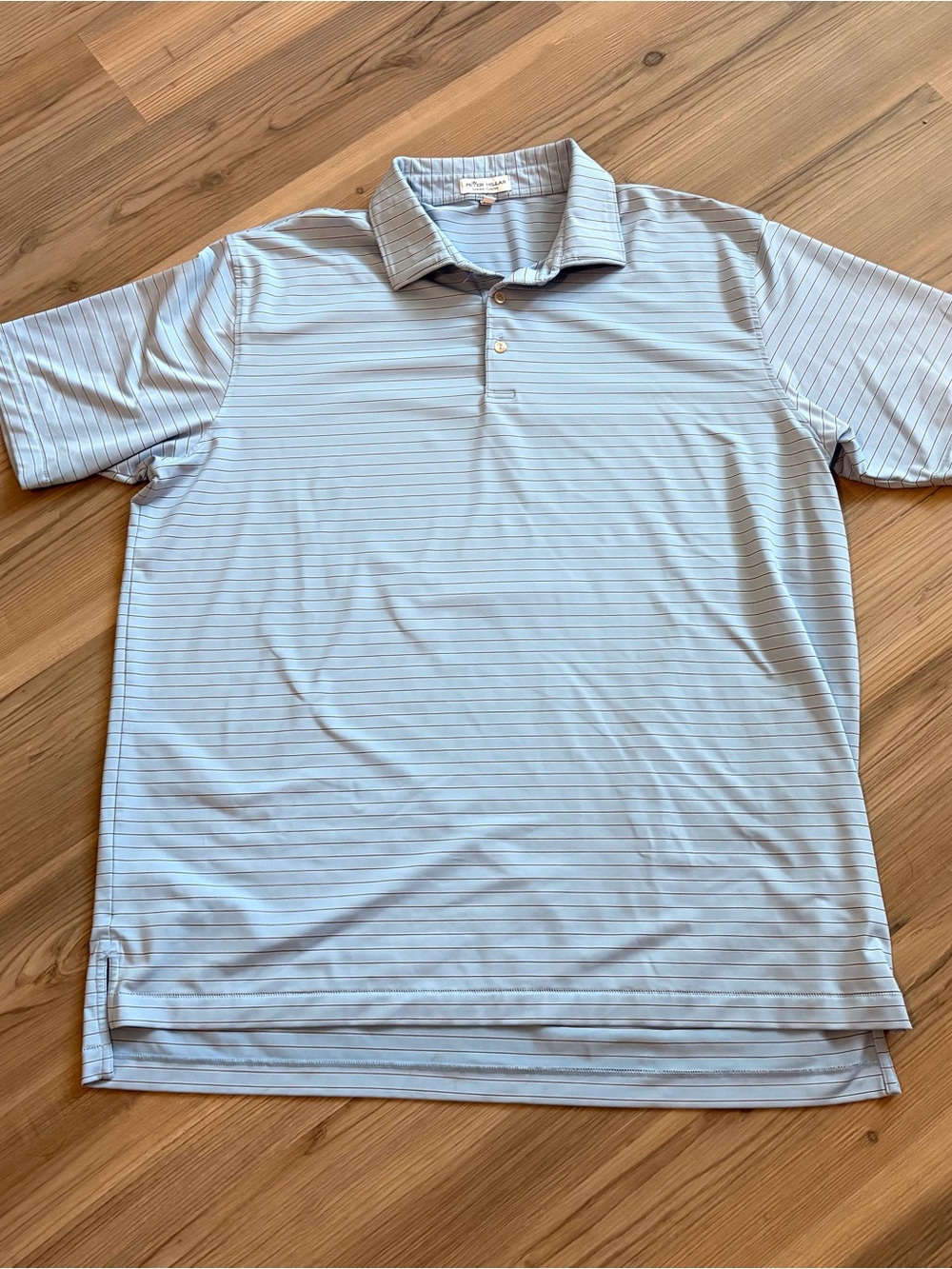 Peter Millar Summer Comfort Light Blue Thin-Striped Polo Size XL